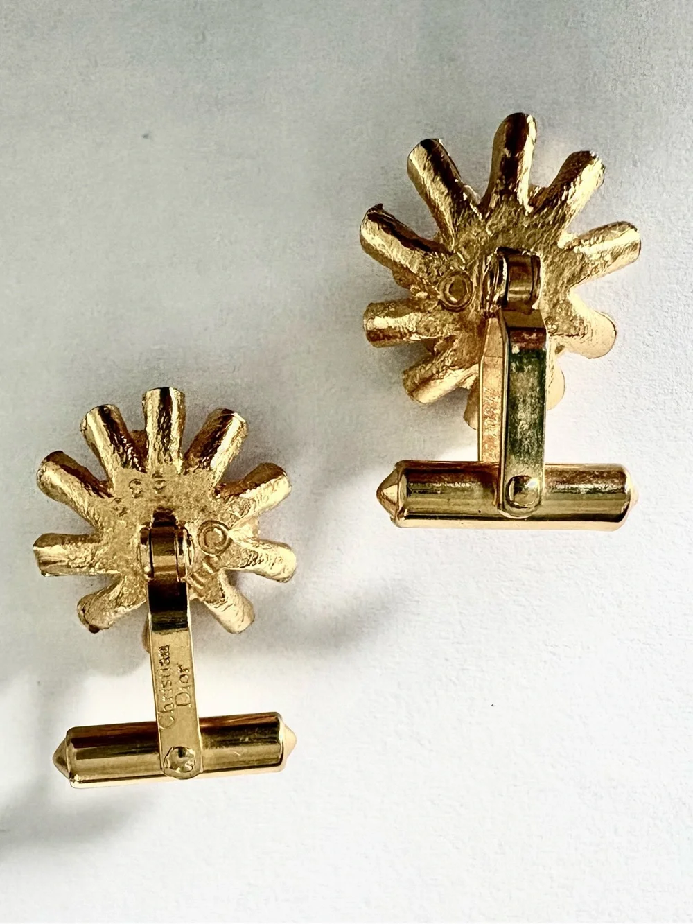 Vintage Christian Dior Gold tone Starburst Cufflinks